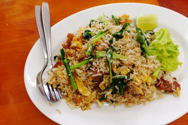 Kapusta Vepřovým Masem Smažená Rýže Thajsko — Stock fotografie