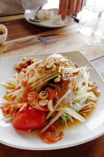 Ensalada Papaya Tailandesa Som Tam — Foto de Stock