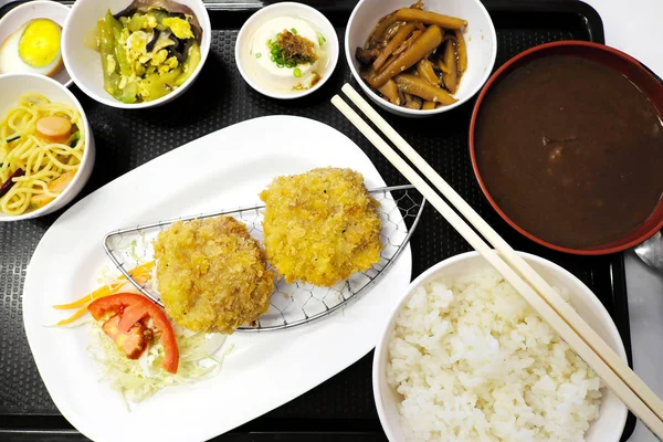 Conjunto Carne Porco Frita Japonesa — Fotografia de Stock