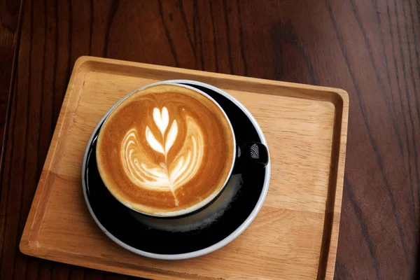 Кофе Латте Деревянном Фоне — стоковое фото