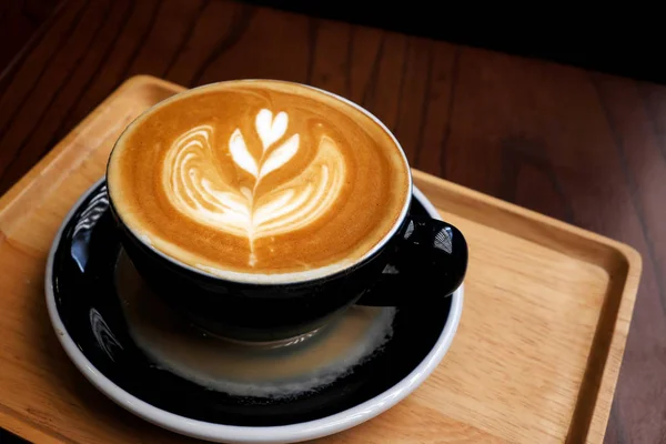 Kaffee Latte Auf Holz Hintergrund — Stockfoto