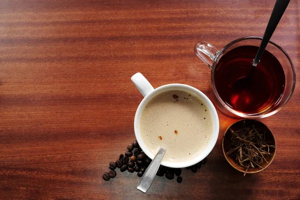 Ζεστό Καφέ Και Τσάι — Φωτογραφία Αρχείου