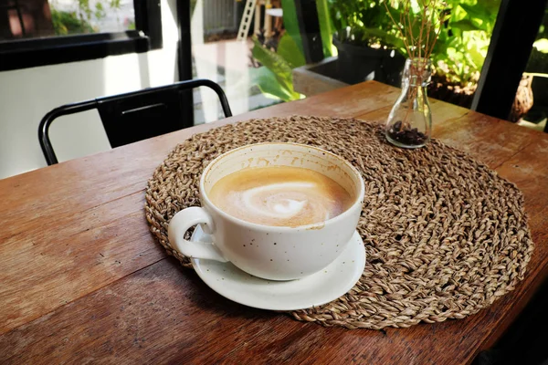 Latte Chaude Sur Une Table Bois — Photo