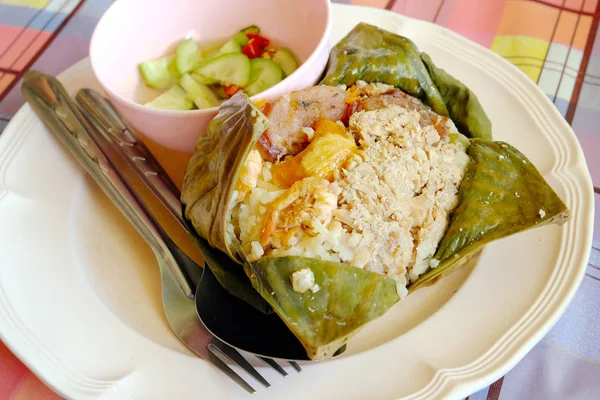 Rice Wrapped Lotus Leaves Thailand — Stock Photo, Image