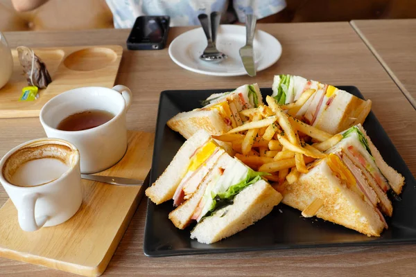 Club Sandwich Szynką Serem — Zdjęcie stockowe