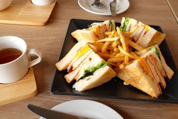 Club Sandwich Szynką Serem — Zdjęcie stockowe