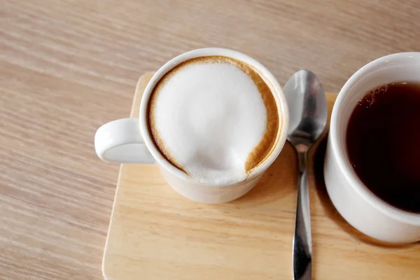 Кофе Чай Деревянном Фоне — стоковое фото