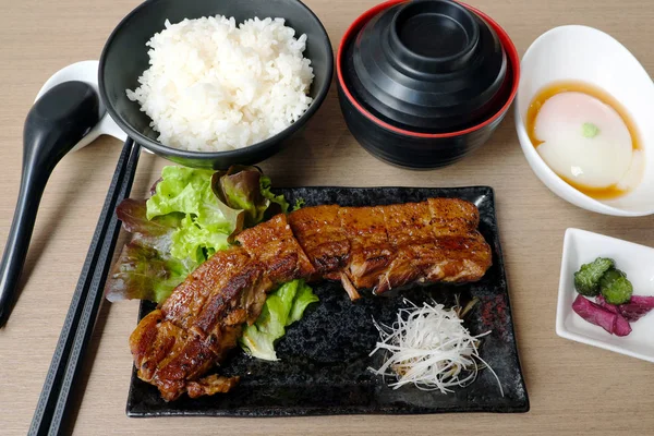 Carne Porc Fiartă Sos Soia Japonia — Fotografie, imagine de stoc