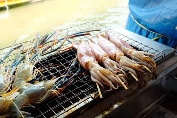Grilled Shrimp Squid — Stock Photo, Image