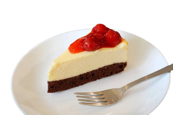 Söta Hemmagjord Cherry Cheesecake — Stockfoto