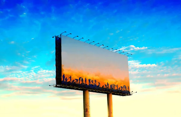 Билборд Фоне Облачного Неба — стоковое фото