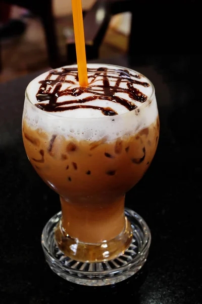 Iced Coffee Dark Background — Stock Photo, Image