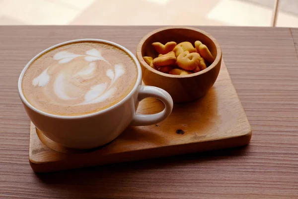 Café Chaud Sur Une Table Bois — Photo