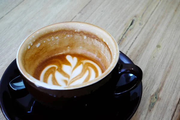 Kaffee Latte Auf Holz Hintergrund — Stockfoto