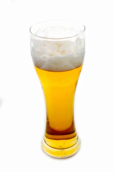 Cerveja Copo Alto Fundo Branco — Fotografia de Stock