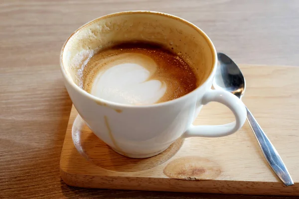 Café Con Leche Sobre Fondo Madera — Foto de Stock