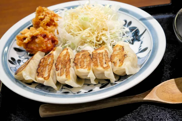 Νόστιμο Ιαπωνικά Gyoza Στο Πιάτο — Φωτογραφία Αρχείου