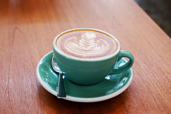 Latte Coffee Art Auf Dem Holztisch — Stockfoto