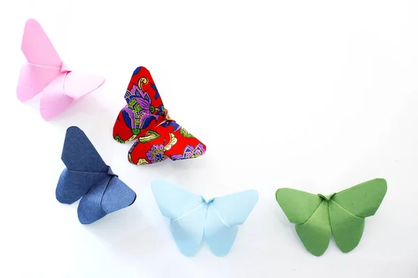 Paper Butterflies White Background — Stock Photo, Image