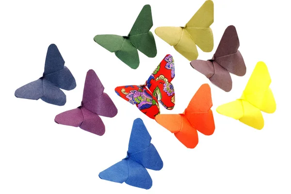 Papírové Motýly Bílém Pozadí — Stock fotografie
