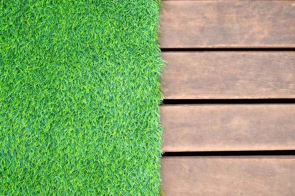 Hierba Verde Con Suelos Madera — Foto de Stock