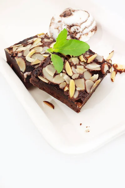 Deliciosos Brownies Doces Prato — Fotografia de Stock