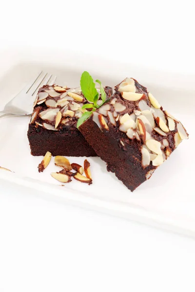 Deliciosos Brownies Doces Prato — Fotografia de Stock