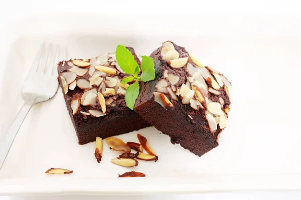 Deliciosos Brownies Doces Prato — Fotografia de Stock