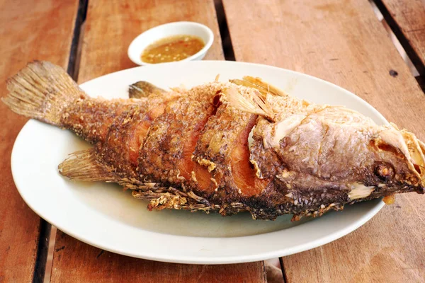 stock image Delicious fried fish in plate