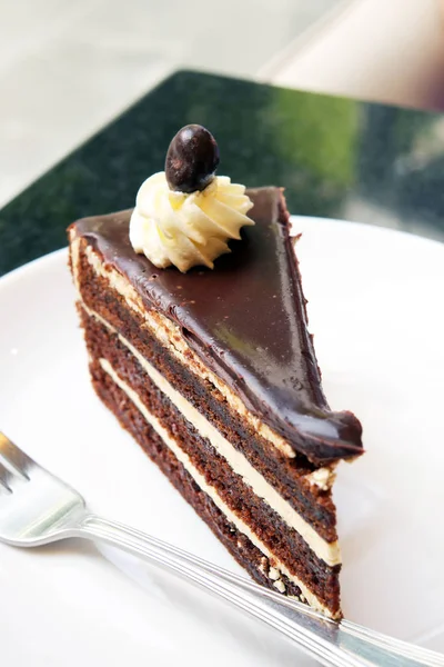 Pedazo Pastel Chocolate Dulce —  Fotos de Stock
