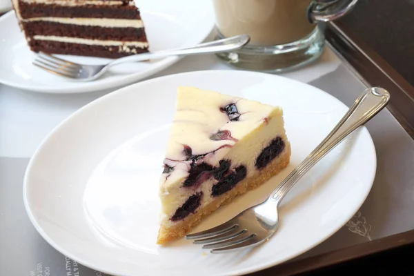 Delicioso Pastel Queso Con Arándanos Dulces —  Fotos de Stock