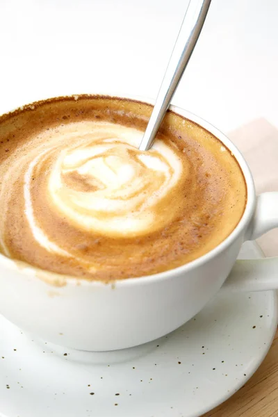 Gorąca Kawa Białej Filiżance — Zdjęcie stockowe
