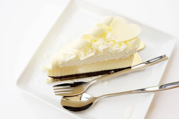 Кусок Сладкого Белого Шоколадного Торта — стоковое фото