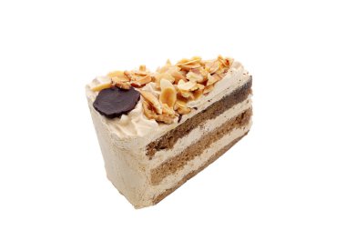 Beyaz arka plan üzerinde tatlı kahve kek