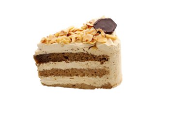 Beyaz arka plan üzerinde tatlı kahve kek