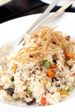 Lezzetli vejetaryen Fried Rice, yakın çekim