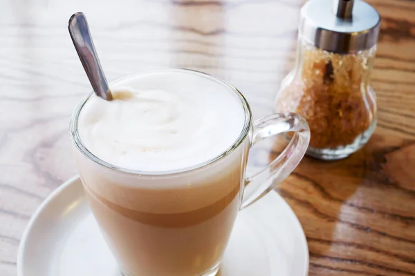 Latte Koffie Glazen Beker — Stockfoto