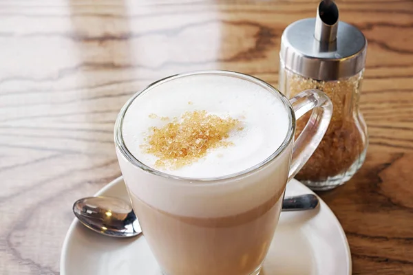 Latte Koffie Glazen Beker — Stockfoto