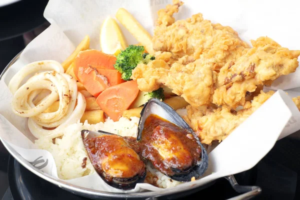 Delicioso Marisco Con Arroz Horno —  Fotos de Stock