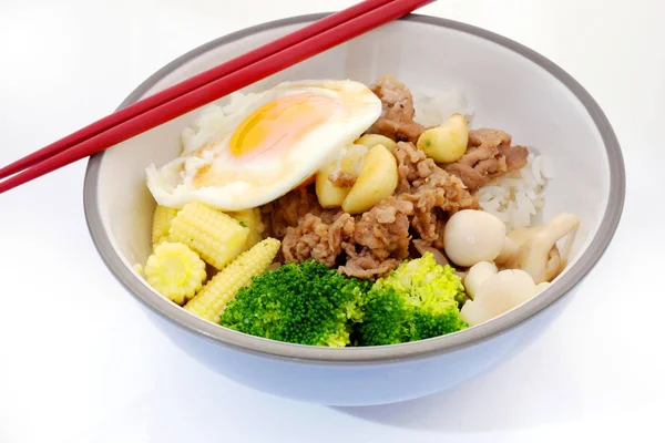 Nasi Dengan Pork Teriyaki Makanan Jepang — Stok Foto