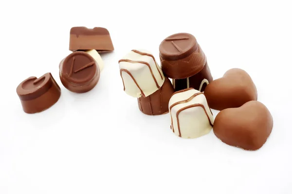 Sladké Čokoládové Lanýže Bílém Pozadí — Stock fotografie