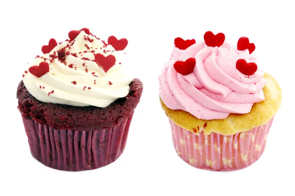 Zoete Kleurrijke Cupcakes Witte Achtergrond — Stockfoto