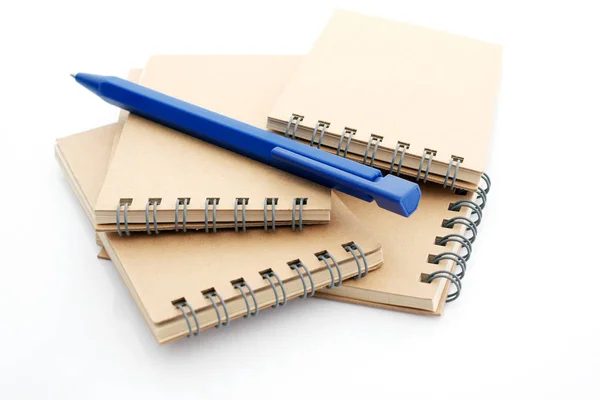 Notebooks Pen White Background Stock Photo
