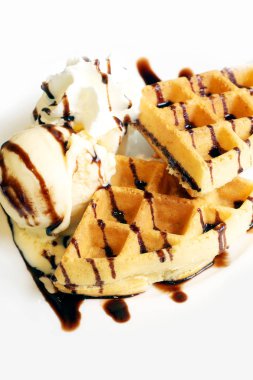 Lezzetli tatlı waffle ve dondurma