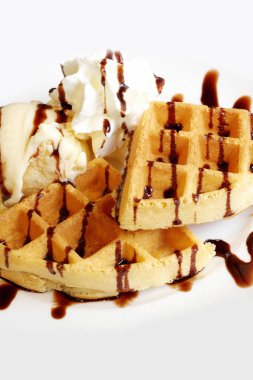 Lezzetli tatlı waffle ve dondurma