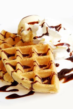 Lezzetli tatlı waffle ve dondurma