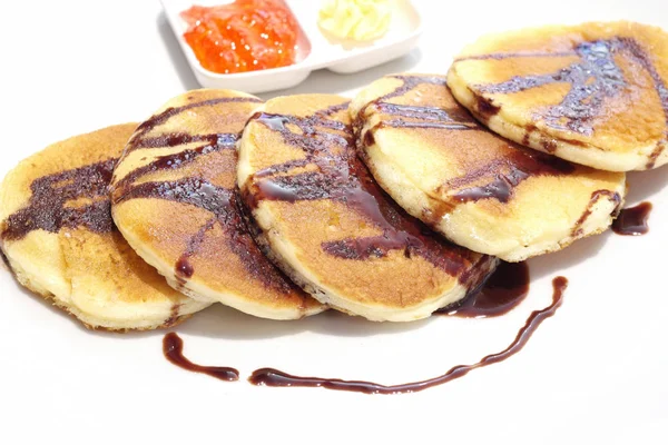 Delicious Pancakes Chocolate Sauce — Stock Photo, Image