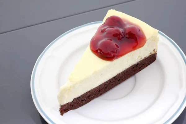 Läckra Söta Brownie Cheesecake Närbild — Stockfoto