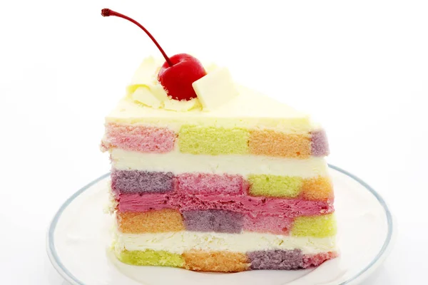 Pezzo Deliziosa Torta Arcobaleno — Foto Stock