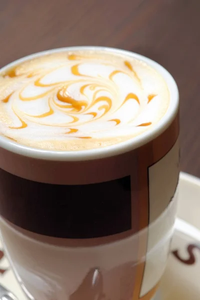 Nahaufnahme Von Heißem Latte Kaffee — Stockfoto